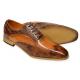 Antonio Cerrelli Whisky / Cognac Alligator Print Vegan Leather Wingtip Oxford Shoes 6839